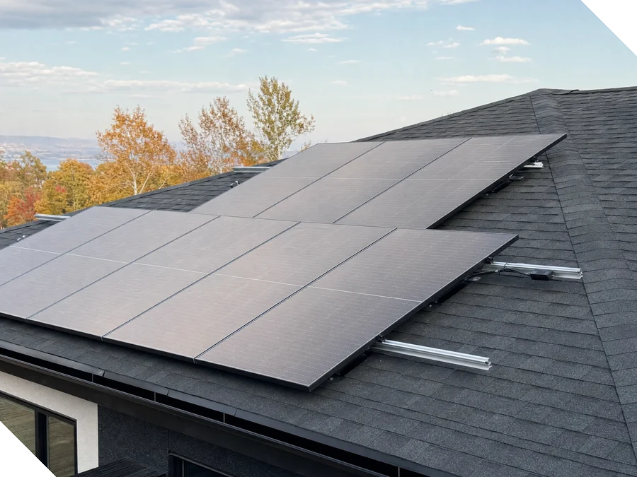 Panneaux solaires installés sur le toit d’une maison