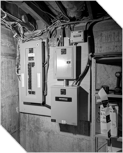 Panneau et commutateur de transfert de génératrice installés par CTI Électrique